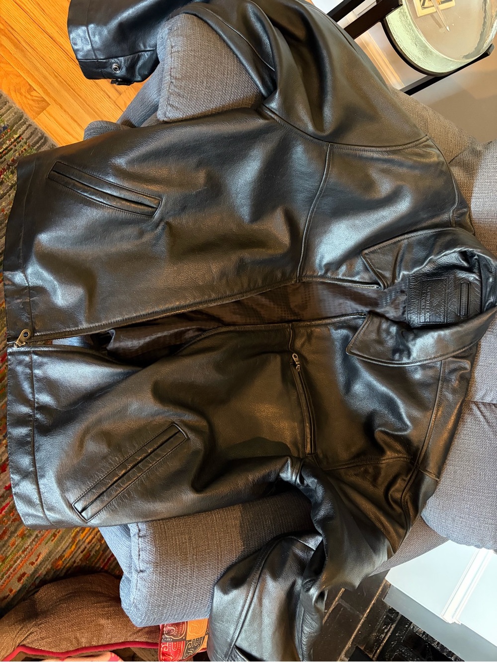Men's Black Leather Zip-Front Jacket